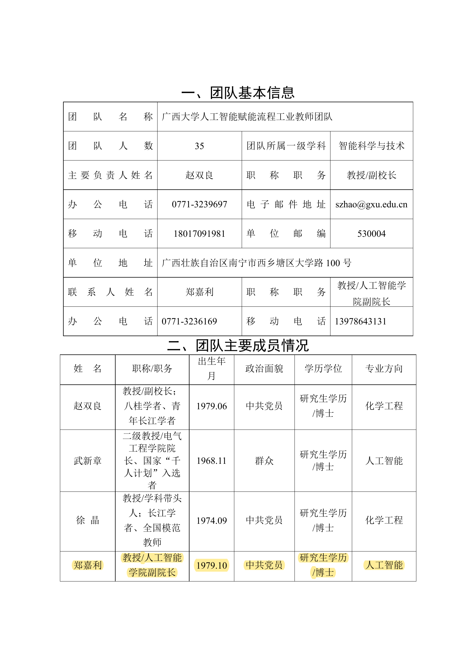 郑嘉利-广西大学人工智能赋能流程工业教师团队