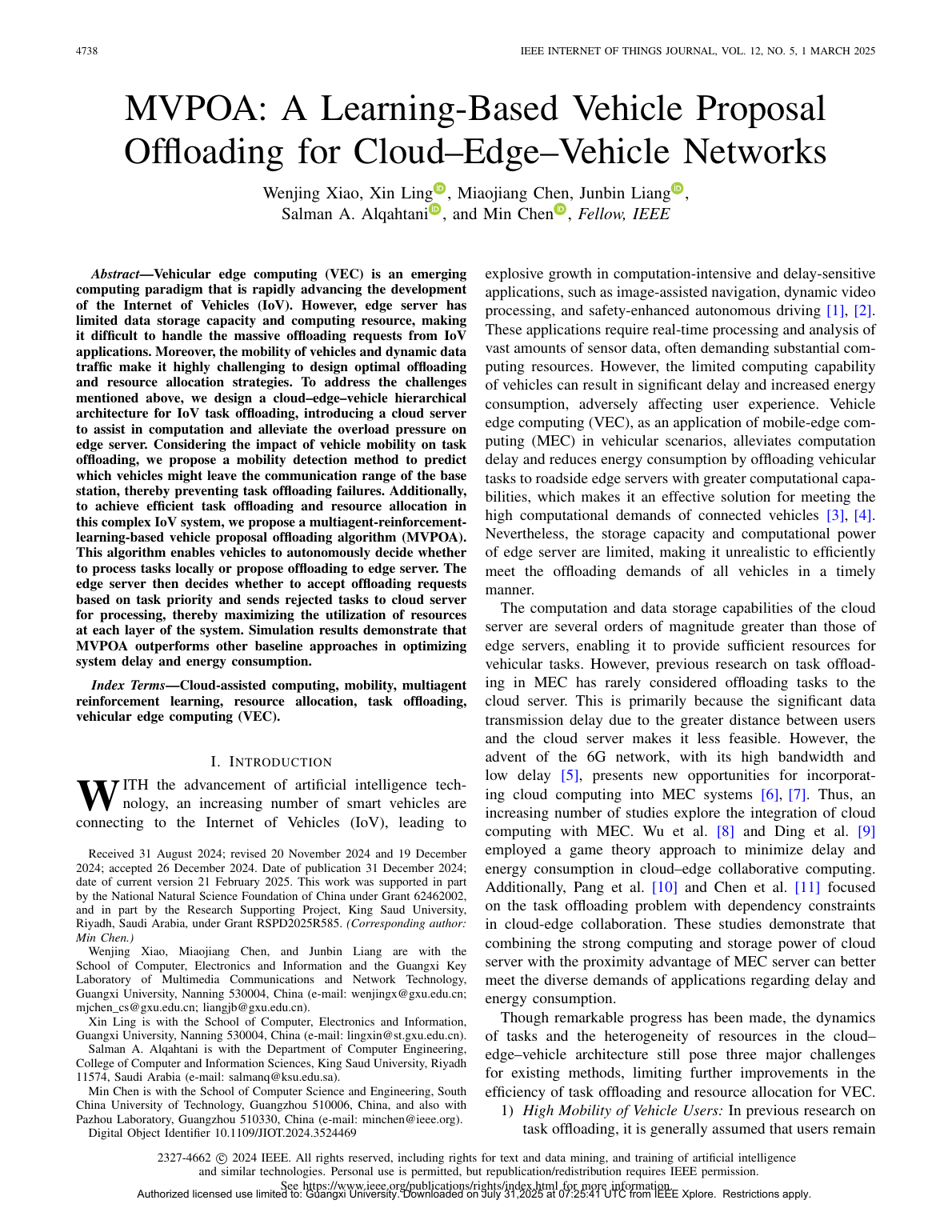 Wenjing Xiao等.MVPOA A Learning-Based Vehicle Proposal Offloading for Cloud-Edge-Vehicle Networks